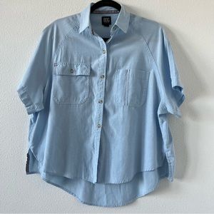 BDG Rory Oversized Shirt Sz XS Blue Button Down Short Sleeve